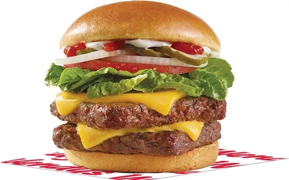 Wendy’s Double burger with cheddar, tomato, lettuce, pickle and onion, from the Wendy’s Georgia menu