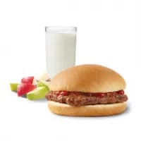 Kids’ meal with a hamburger, milk and apple slices from Wendy’s Guam