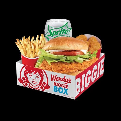 Biggie Box with a spicy chicken sandwich, fries and a Sprite from Wendy’s Jamaica