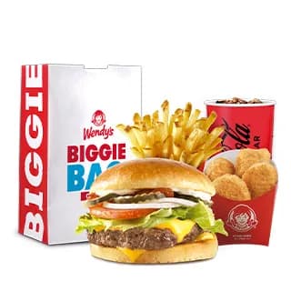 Biggie Bag Classic con hamburguesa, nuggets, papas y refresco de Wendy’s República Dominicana