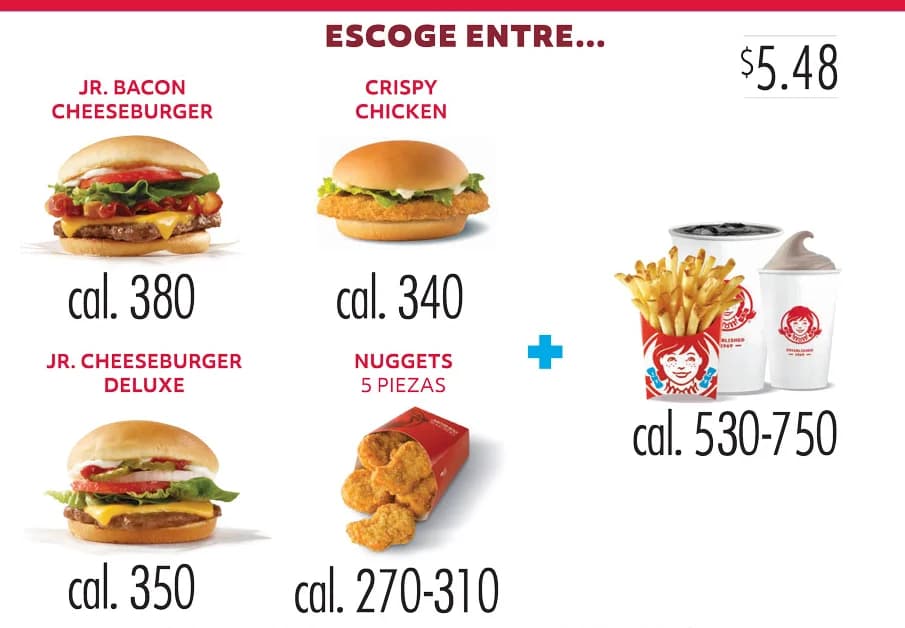 Panel de los 4 Packs del menú de Wendy’s Puerto Rico