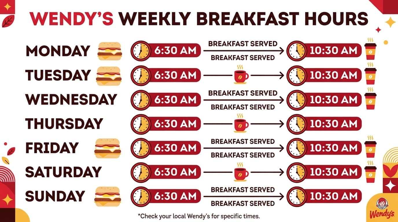 Wendy’s breakfast time schedule