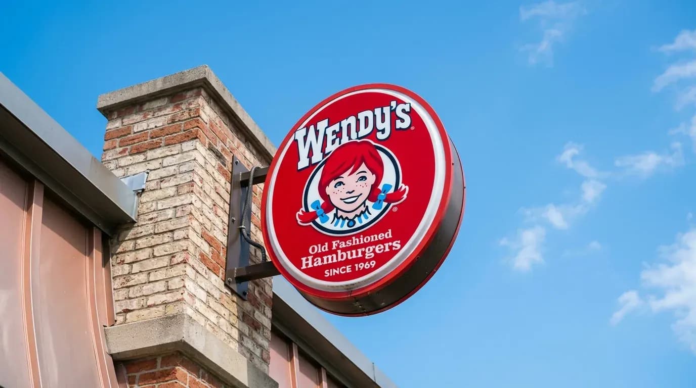 Wendy’s logo sign on restaurant facade