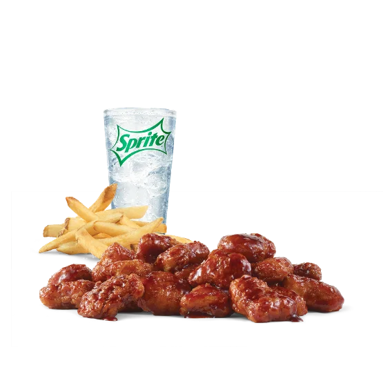 Wendy’s 20 PC. Saucy Nuggs Combo with saucy chicken nuggets, crispy fries, and a soft drink served in a combo meal.