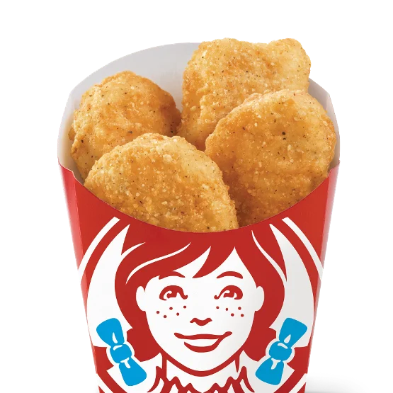 Wendy’s 4-piece Chicken Nuggets, crispy and golden, made with all-white meat and served hot with dipping sauce.