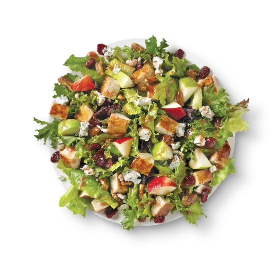 Wendy’s Apple Pecan Salad with grilled chicken, fresh lettuce, red and green apples, cranberries, pecans, and blue cheese crumbles.