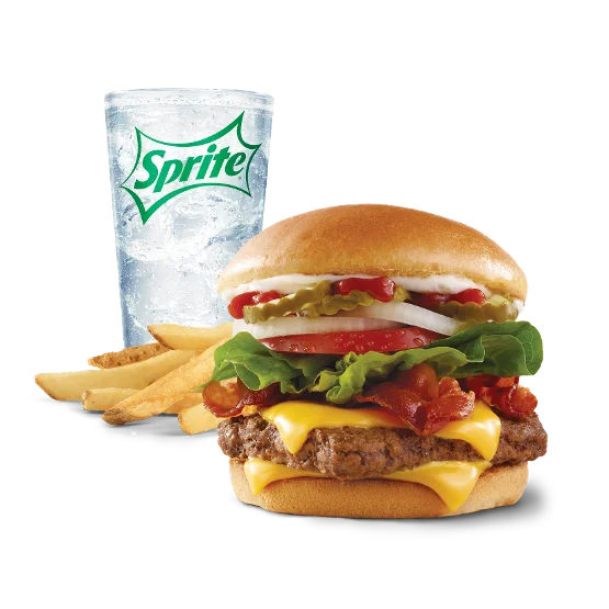 Wendy’s Big Bacon Classic® Combo with bacon cheeseburger, natural-cut fries, and a soft drink.