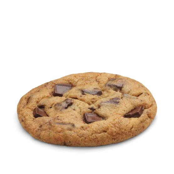 Wendy’s Chocolate Chunk Cookie with large semi-sweet chocolate pieces in a soft, golden-brown cookie.