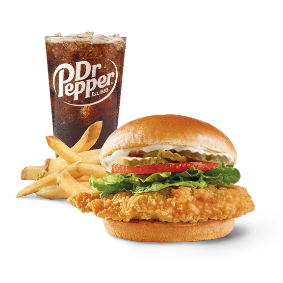 Wendy’s Classic Chicken Sandwich Combo with crispy chicken sandwich, natural-cut fries, and a soft drink.