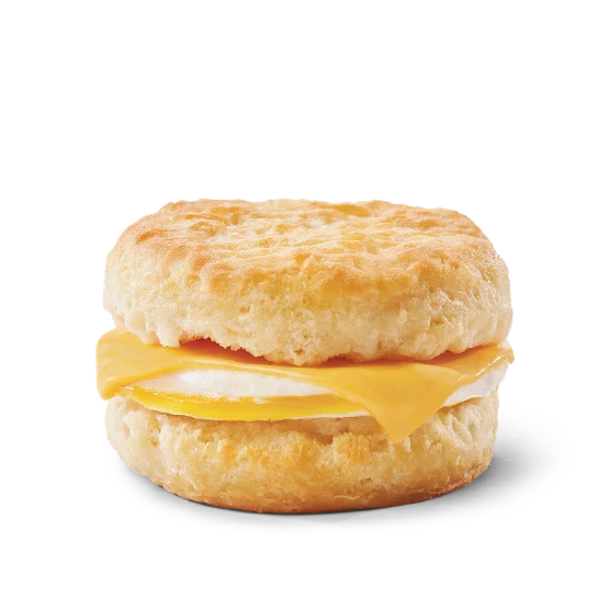 Wendy’s Egg & Cheese Biscuit with a freshly cracked egg and melted cheese on a warm, flaky buttermilk biscuit.