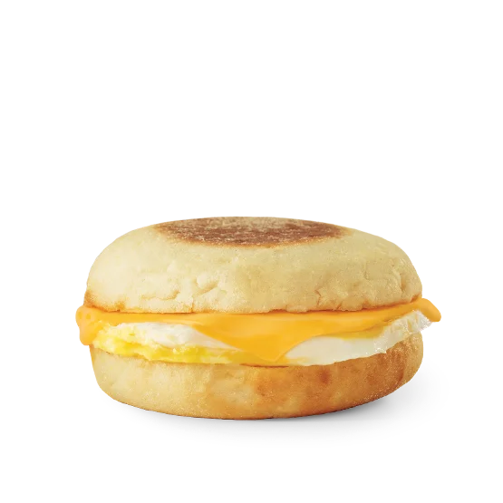 Wendy’s Egg & Cheese English Muffin featuring a fresh-cracked egg and melted cheese on a toasted English muffin.