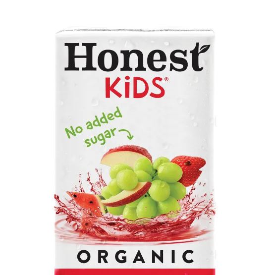 Wendy’s Honest Kids® Fruit Punch in a pouch with straw, colorful and refreshing juice for kids.