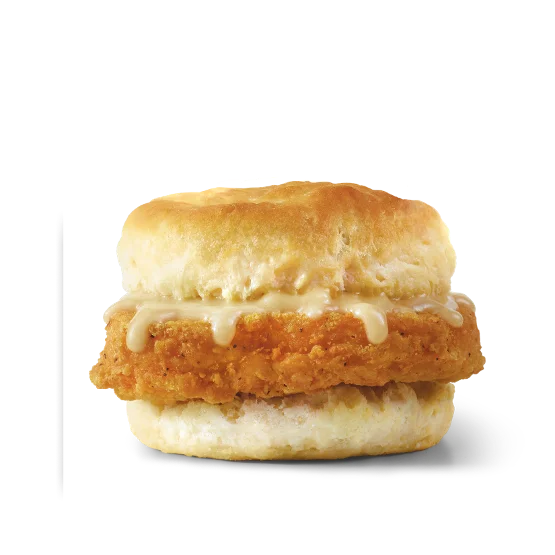 Wendy’s Honey Butter Chicken Biscuit with a crispy chicken fillet and sweet honey butter on a warm, flaky biscuit.