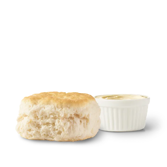 Wendy’s Honey Butter Biscuit featuring a warm, flaky buttermilk biscuit topped with sweet honey butter.