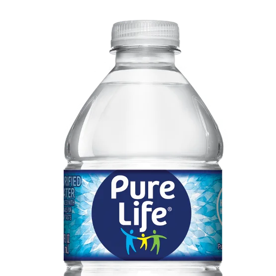 Wendy’s Pure Life® Bottled Water in a clear plastic bottle with label, cold and refreshing.