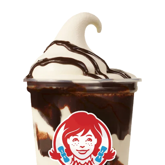 Wendy’s Brownie Batter Vanilla Frosty Swirl™ with rich brownie batter swirled into vanilla Frosty in a dessert cup.