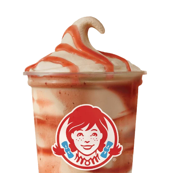 Wendy’s Strawberry Chocolate Frosty Swirl™ with pink strawberry swirl blended into rich chocolate Frosty.