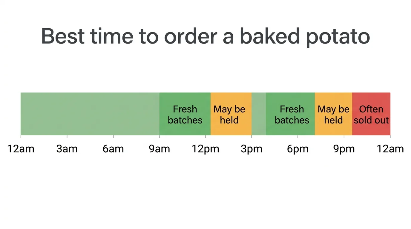 Best time to order a Wendy's baked potato shown across a 24 hour freshness chart