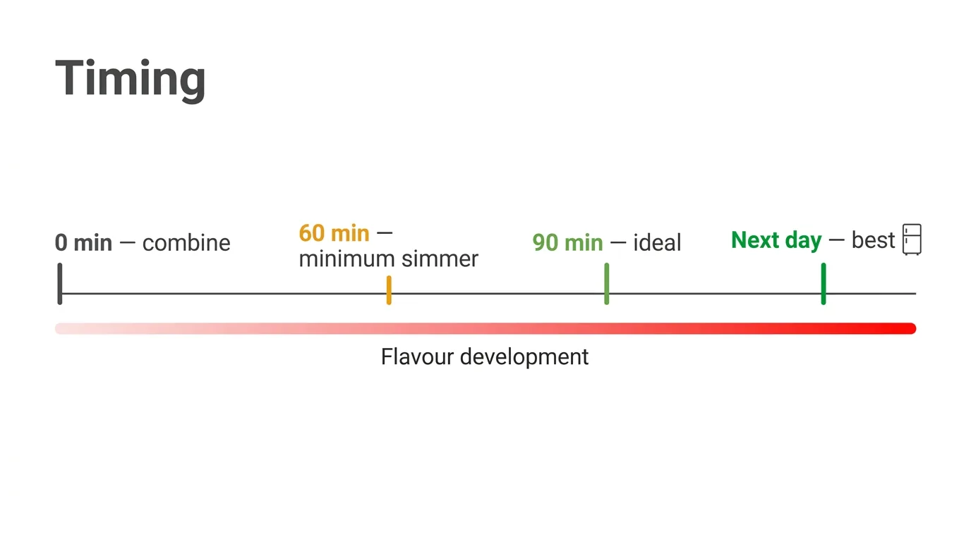 Wendy's chili simmer time guide from 60 minutes minimum to overnight for best flavor