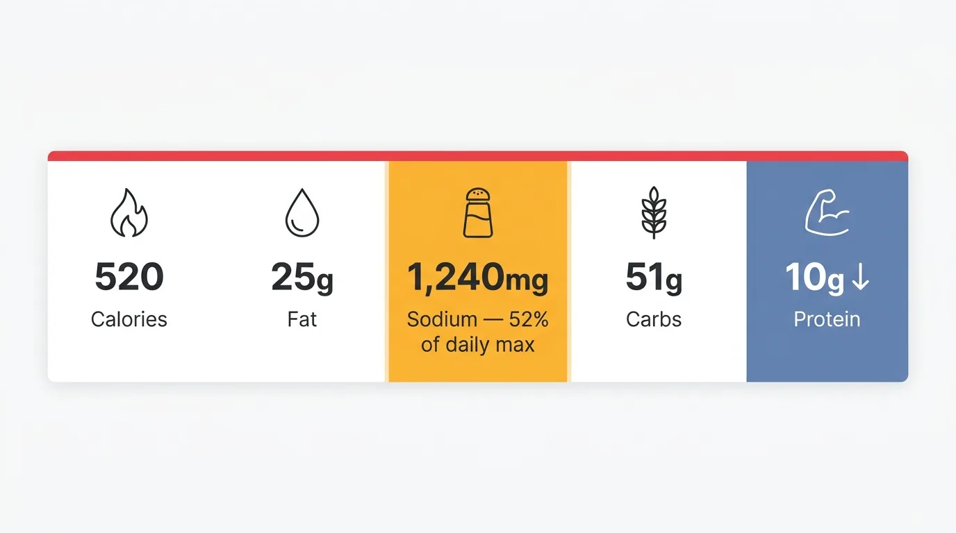 Wendy's fish sandwich nutrition facts showing 520 calories and 1,240mg sodium per serving