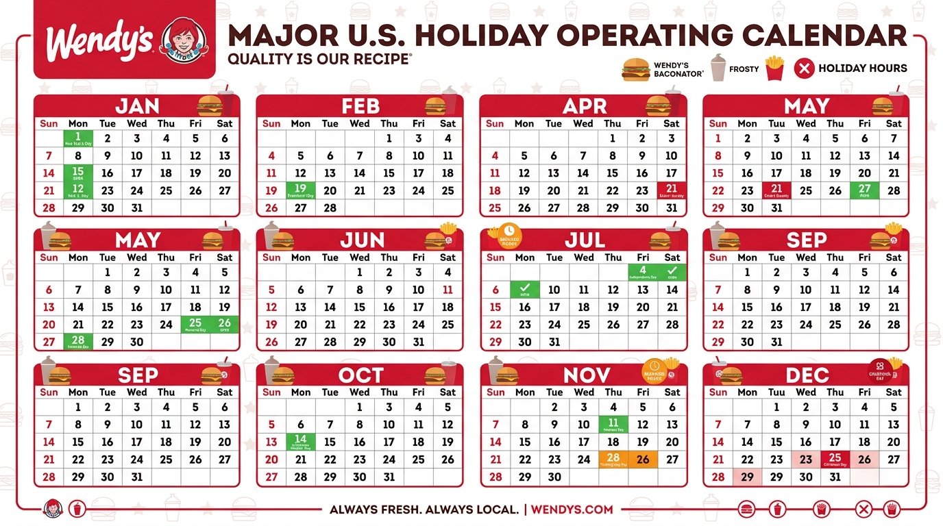 Wendy's holiday hours calendar