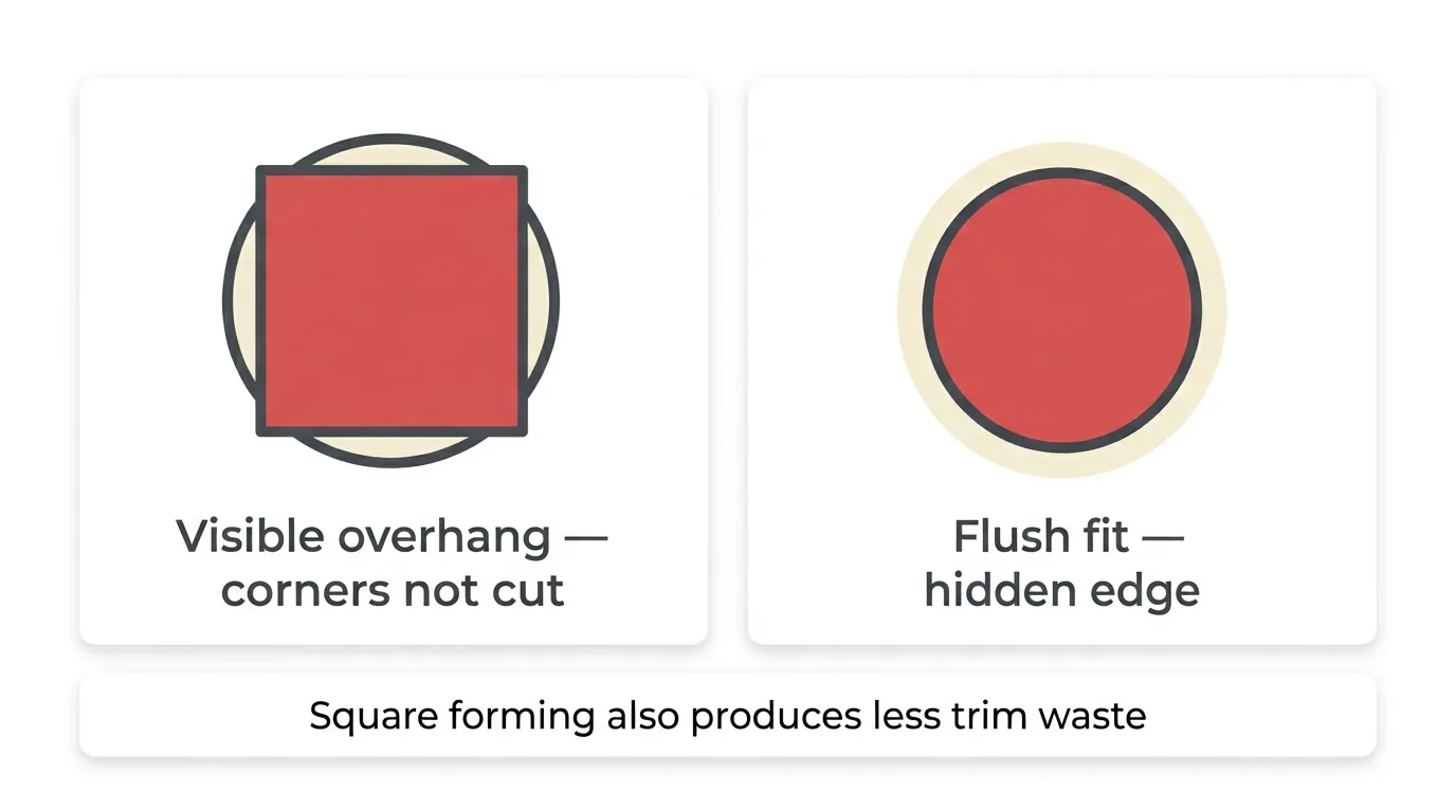 Why Wendy's burgers are square showing patty overhang versus a flush round patty fit