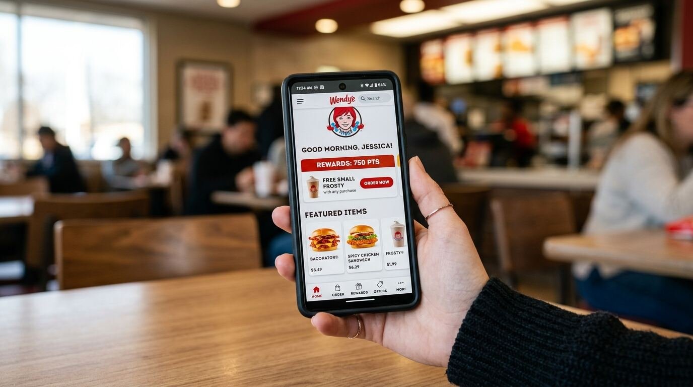 wendy's tagline history – smartphone showing the Wendy's app interface