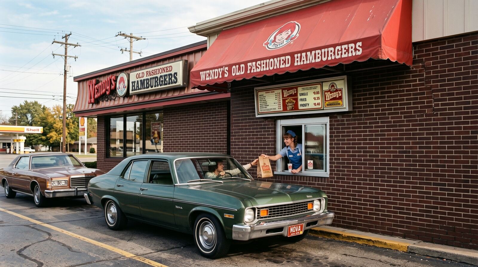 when was wendy's founded – vintage 1970s Wendy's drive-thru window