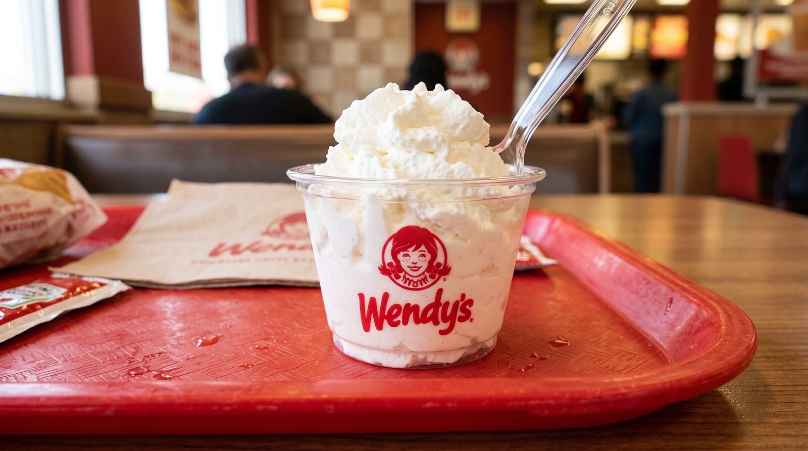 does wendy's have pup cups – wendy's pup cup of whipped topping on a tray